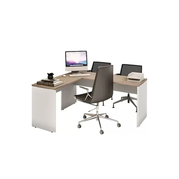 Mesa de Trabalho Para Escritório Reta Com Mesa Auxiliar