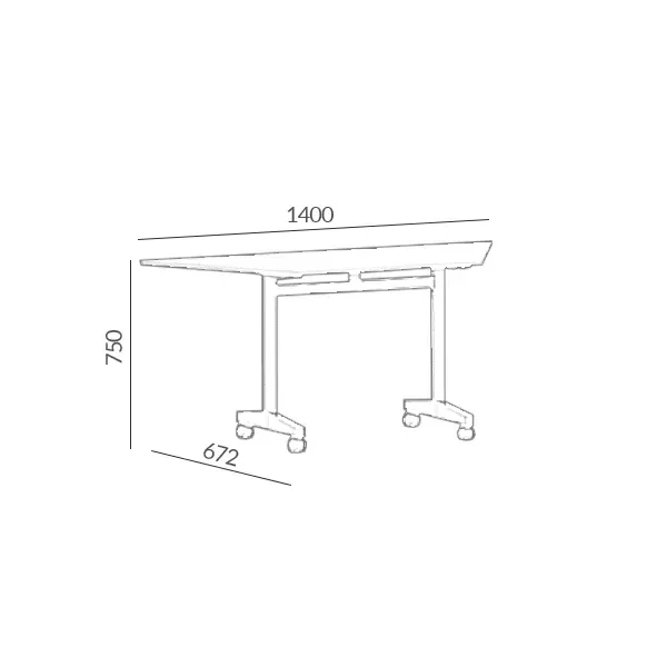 Mesa rebatível trapezoidal pé modelo “T”