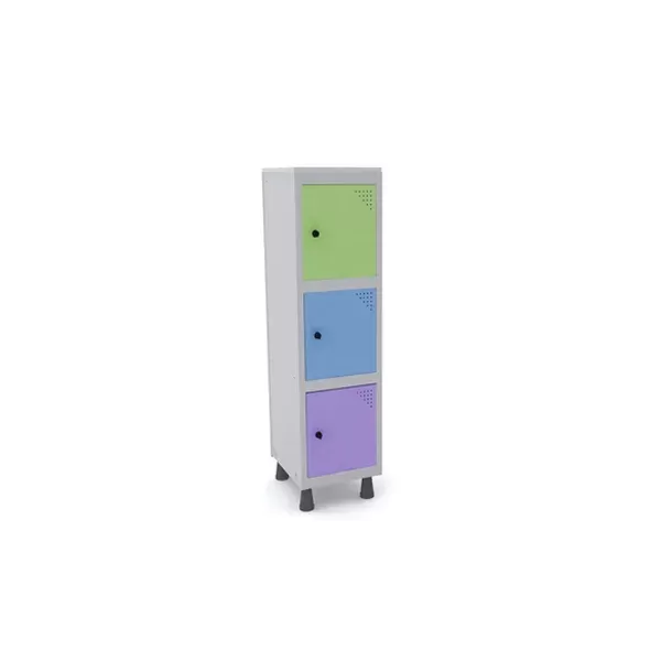 Mini roupeiro de aço para vestiário 3 portas