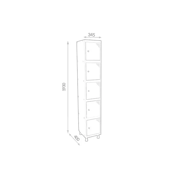 Roupeiro de aço para vestiário 5 portas mini