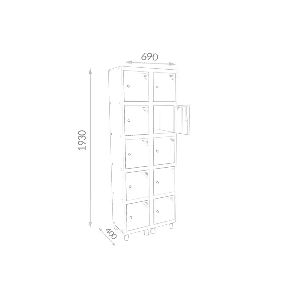 Roupeiro De Aço Para Vestiário 10 Portas Mini
