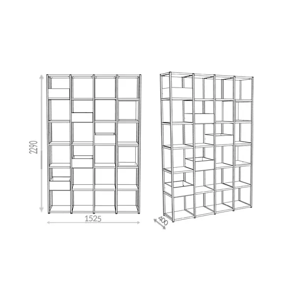 Estante industrial decorativa com 04 módulos