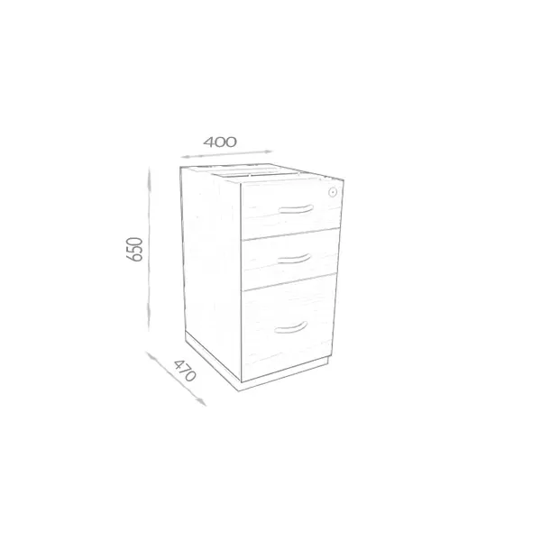 Gaveteiro para escritório pedestal 2 gavetas + 1 pasta