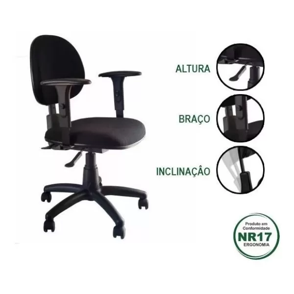 Cadeira de Escritório Executiva NR17  Back System II Com Braço