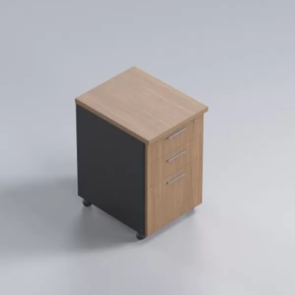 Gaveteiro para escritório volante com 02 gavetas e 01 para pasta suspensa