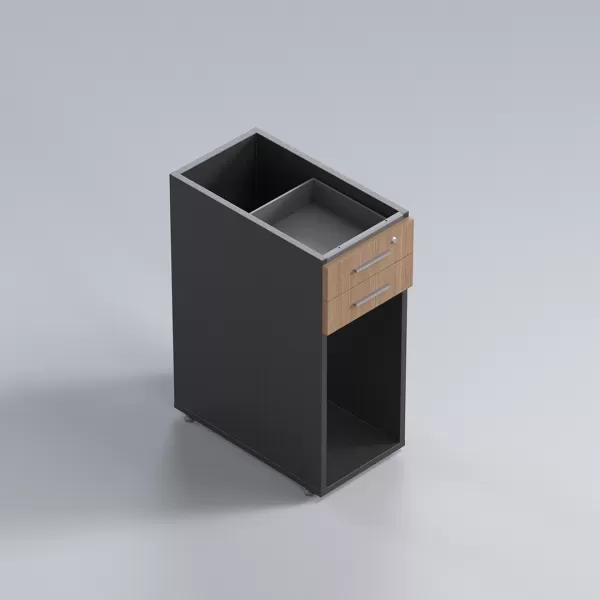 Gaveteiro para escritório pedestal 2 gavetas e suporte para CPU