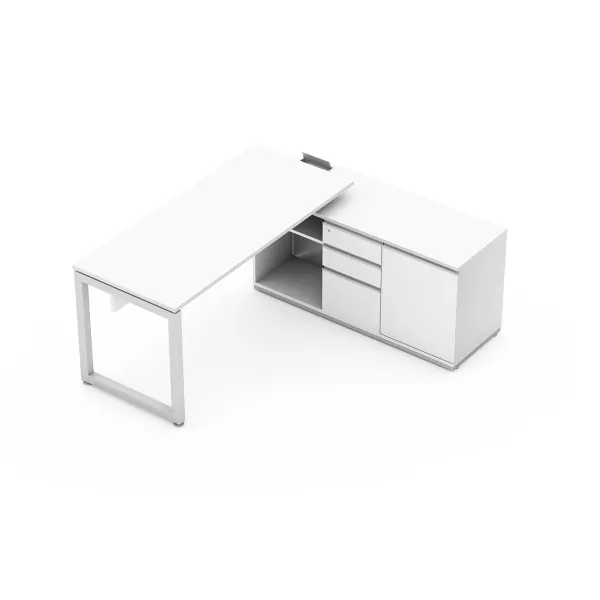 Mesa Para Escritório Reta Com Armário Auxiliar 1 porta nicho e  gaveteiro